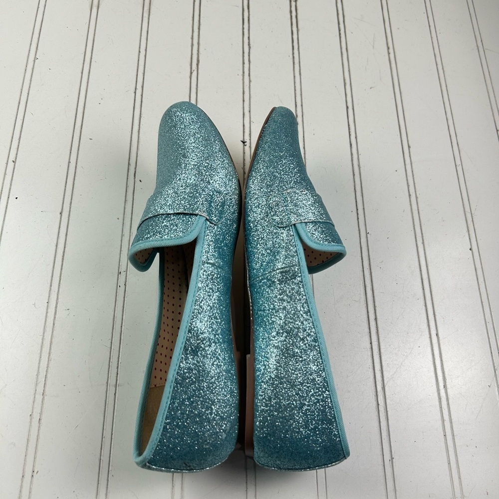 But Another Innocent Tale Aqua Blue Glitter Slip-On Loafers Womenโs Size 9 - Picture 9 of 10